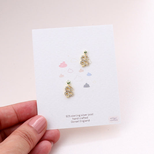 ME256 Crystal inlaid snake earrings- gold