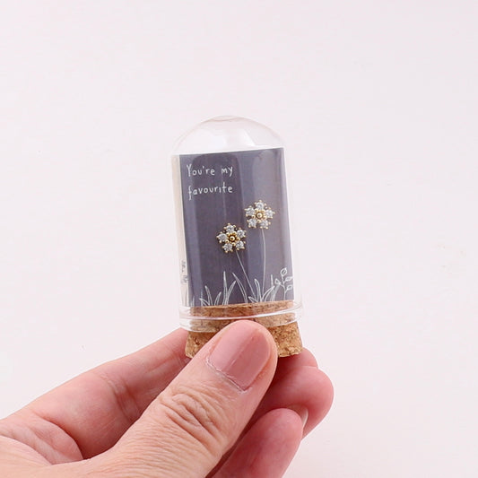 TT58021/22  Crystal Flower earrings Sterling Silver