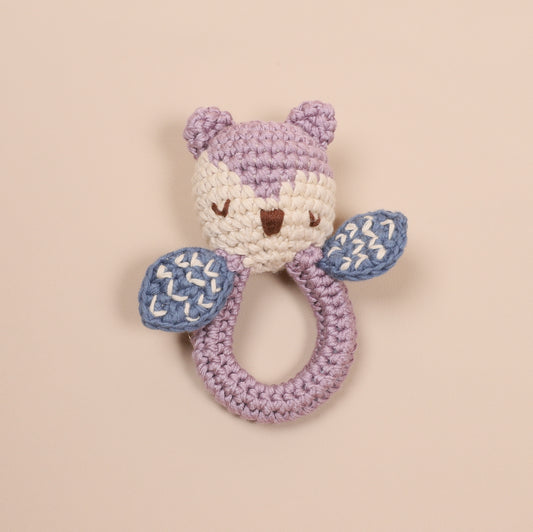 Hand Crochet Little Sleepy Owl Rattle