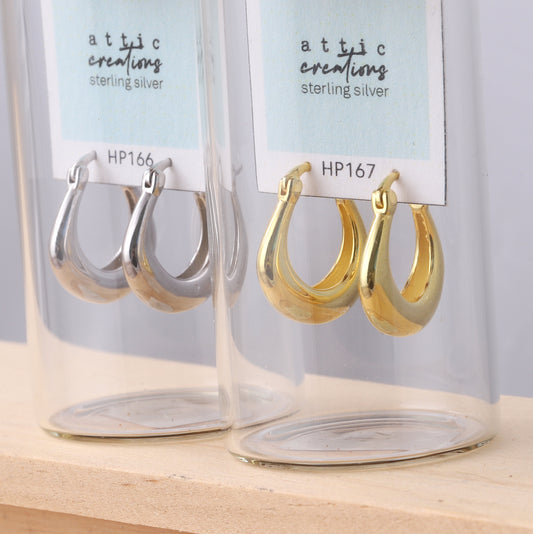 HP166/167  Thick Plain Hoop Silver and Gold