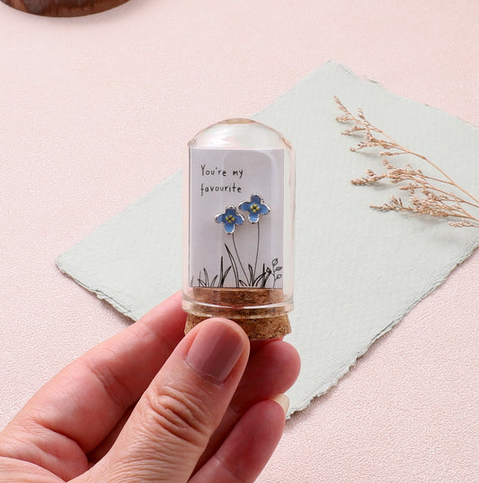 TT51078 'You're my favourite ' enamel blue flower silver
