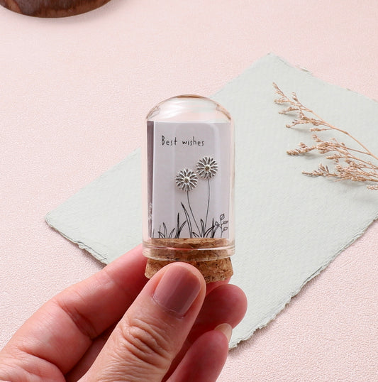 TT51075 'Best wishes ' daisy flower silver
