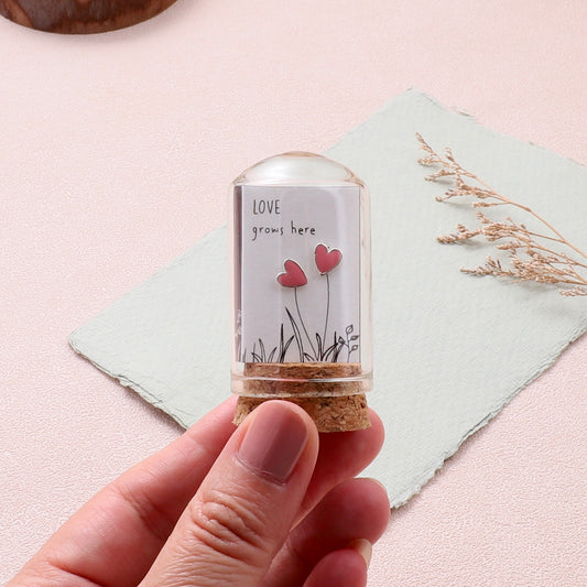 TT51017 Love grows here pink enamel heart earrings