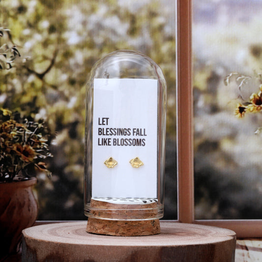 TT70009 "LET BLESSINGS FALL" GOLD Lotus flower bulb earrings
