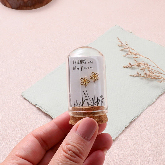 TT51056 'Friends are like flowers' Five petal flower CUTOUT silver/rose gold/gold