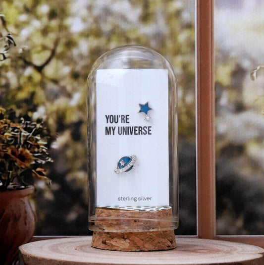 TT70036 "MY UNIVERSE" ENAMEL planet and star earrings