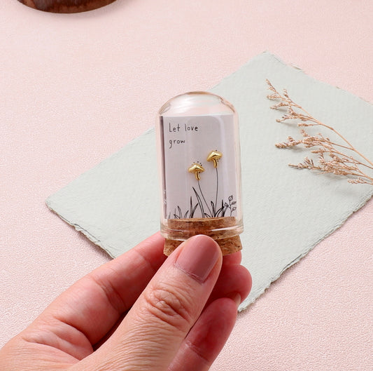 TT51206  LET LOVE GROW GOLD MUSHROOM earrings