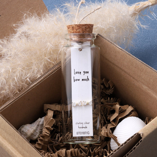 BT187 Message Bottle little crystal bow earrings BOW MUCH