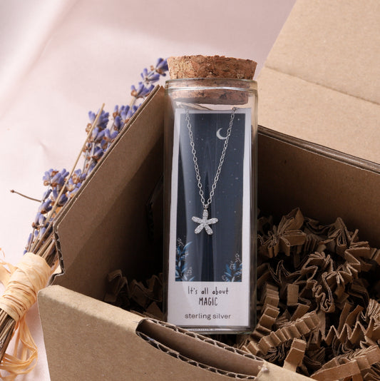 ST4001/S ITS ALL ABOUT MAGIC Crystal Flower Necklace SILVER