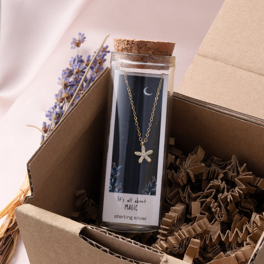ST4001/G ITS ALL ABOUT MAGIC Crystal Flower Necklace GOLD