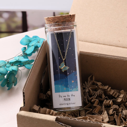 ST3009 FLY ME TO THE MOON butterfly turquoise necklace