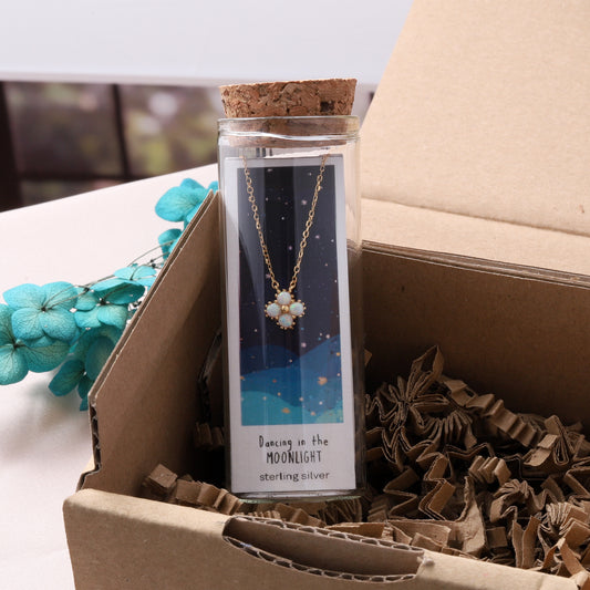ST3011  DANCE IN THE MOONLIGHT opal flower necklace