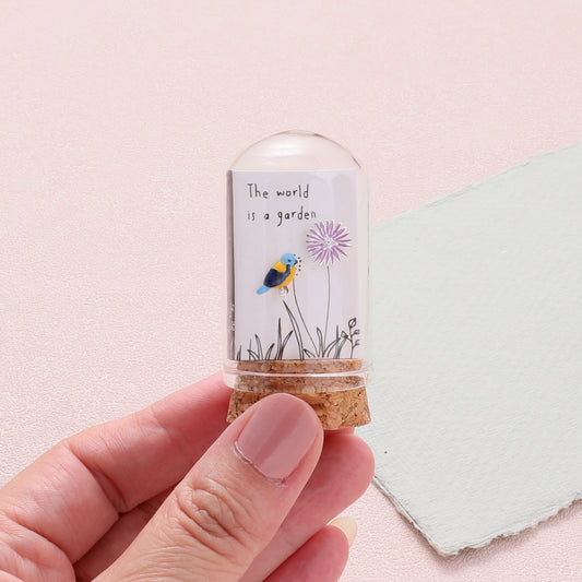 TT51250 THE WORLD IS A GARDEN Blue Tit and Chrysanthemum earrings