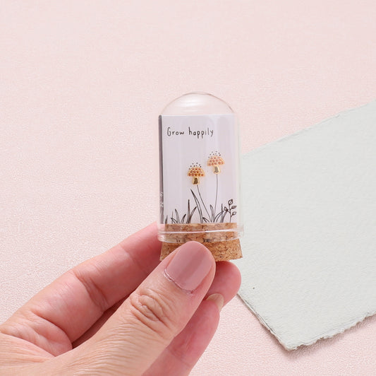 TT51246 GROW HAPPILY Gold mushroom earrings