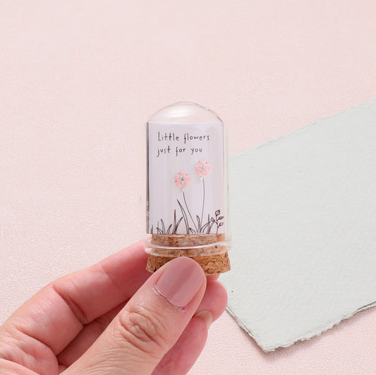 TT51245 LITTLE FLOWER JUST FOR YOU Pink enamel earrings flower with stem