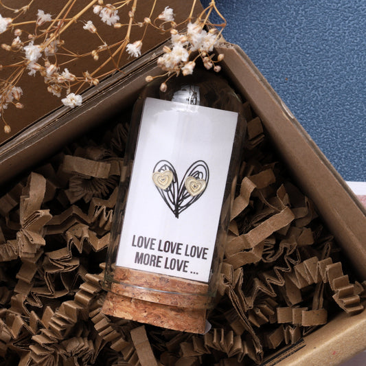 TT65061 Golden heart earrings LOVE MORE LOVE