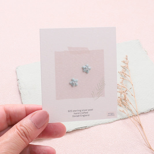 ME264 Light Green enamel flower earrings