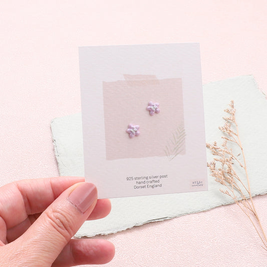 ME263 Light purple enamel flower earrings