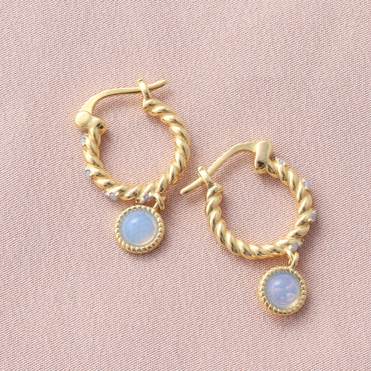 HP205 Opal stone creole hoops