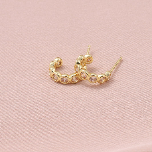 MEH043 Crystal Hoop Stud /Gold