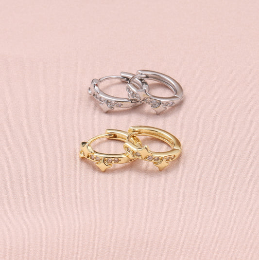 MEH055/ MEH056 Sprkle Stars Hoops /Silver/Gold