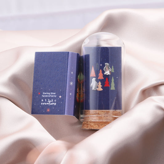 XT016 'PENGUIN WOODS' Side on Penguin Earrings TT6-CHR-17