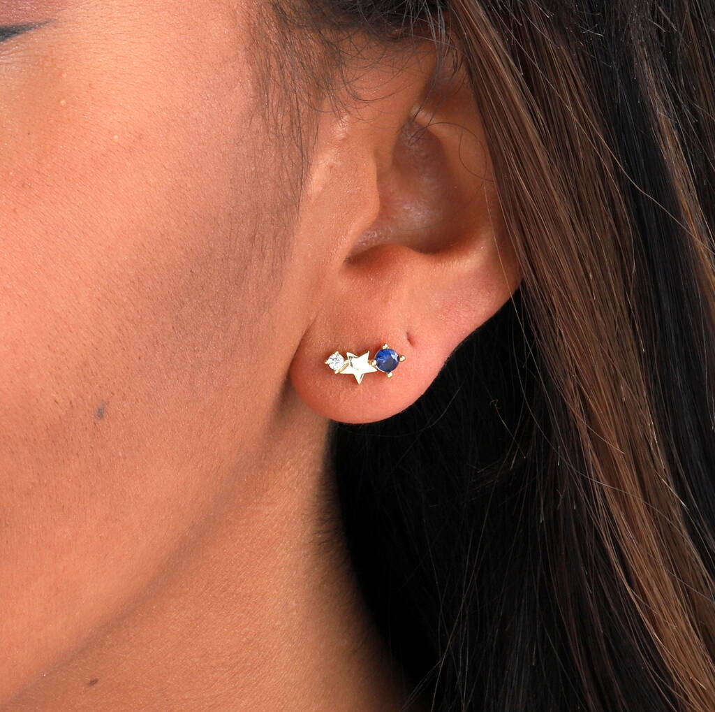 BIRTHSTONE WITH STAR DESIGN earrings