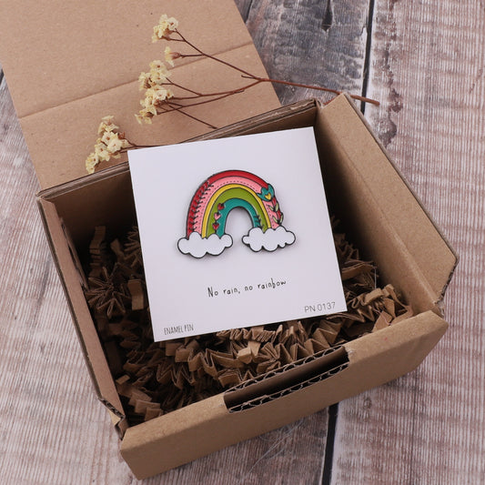 PN0137 No Rain, No Rainbow rainbow with cloud pin