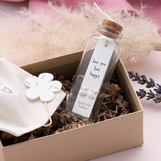 Earrings In A Message Bottle 'Bee You' - sterling silver-NuNu jewellery