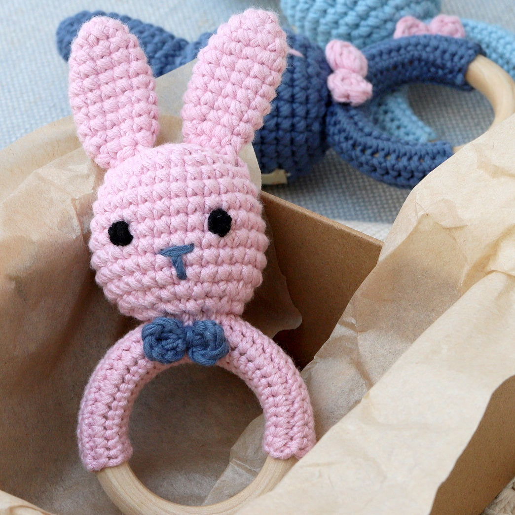 Handmade Bunny Rattle Blur, Rosie or Shadow