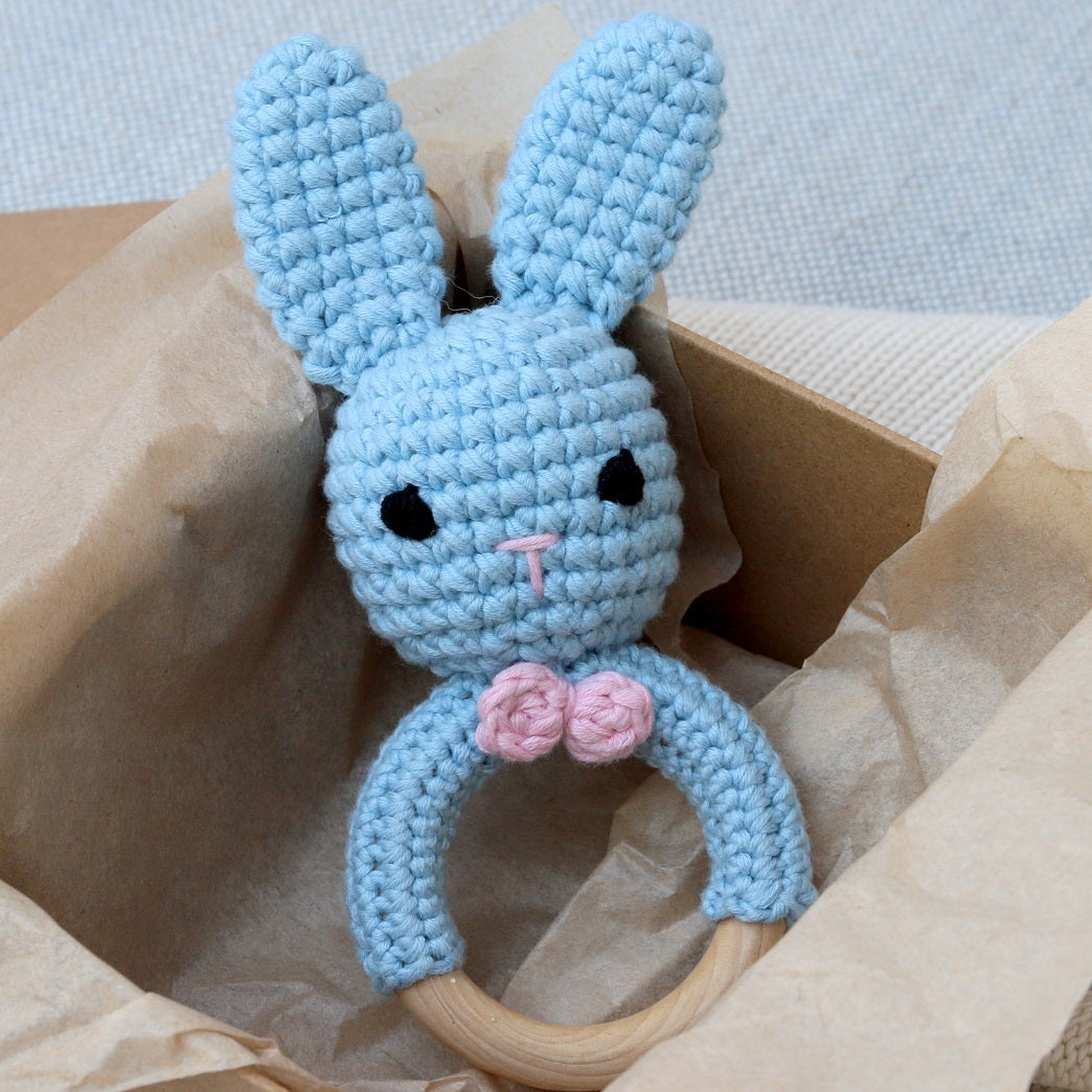 Handmade Bunny Rattle Blur, Rosie or Shadow